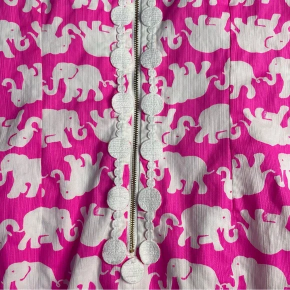 Lilly Pulitzer Size 6 Sleeveless Sheath Dress Lined Elephant Print Pink White - Picture 9 of 10